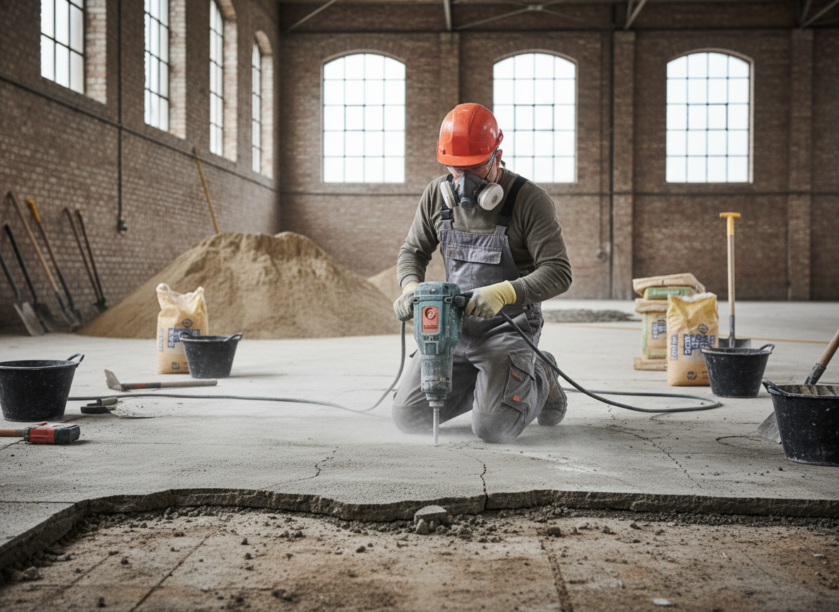 Een vloer tijdens renovatiewerkzaamheden